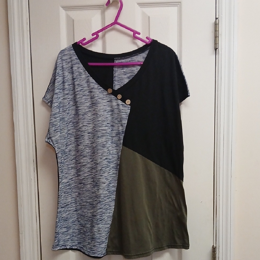 Colorblock Women's Tri-colored Top Size L